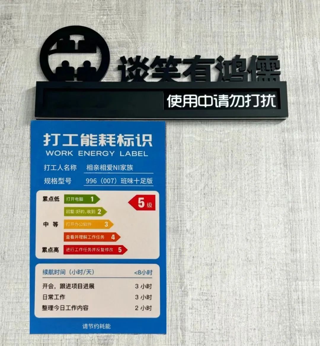 继发疯工牌后，打工人能耗标识火了！